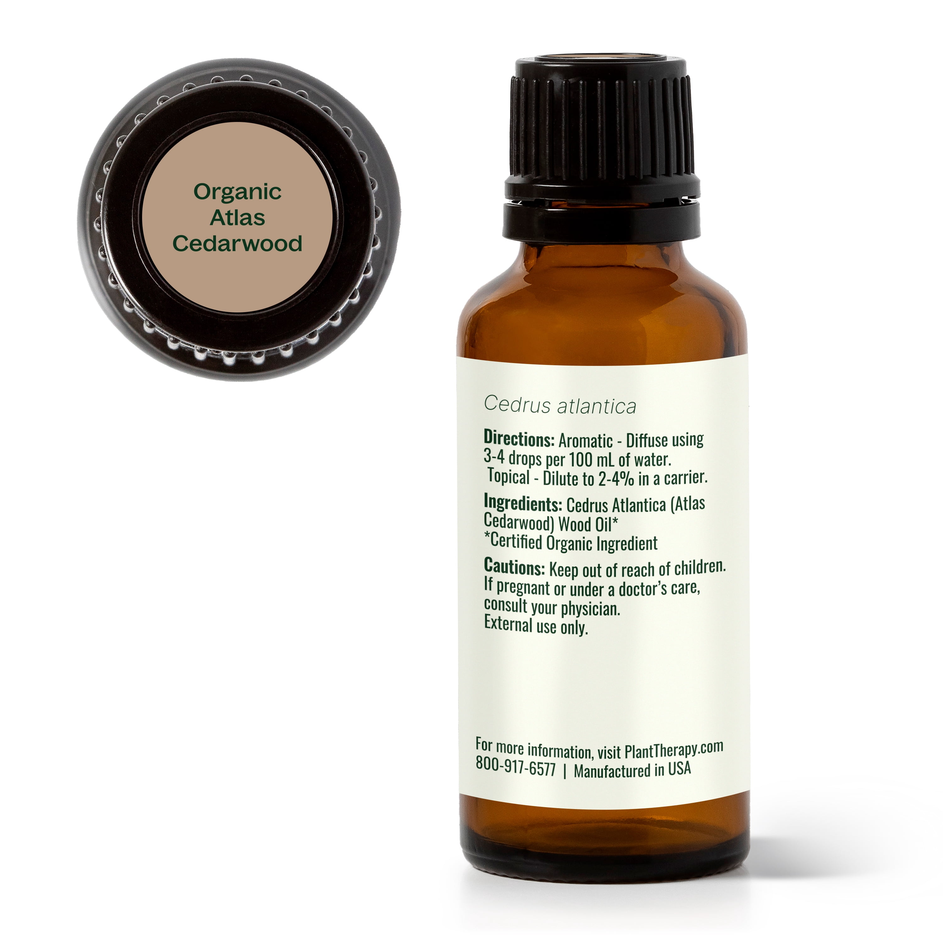 Plant Therapy Organic Atlas Cedarwood Essential Oil 100% Pure, USDA Certified Organic, Undiluted, Natural Aromatherapy 30 mL (1 oz)