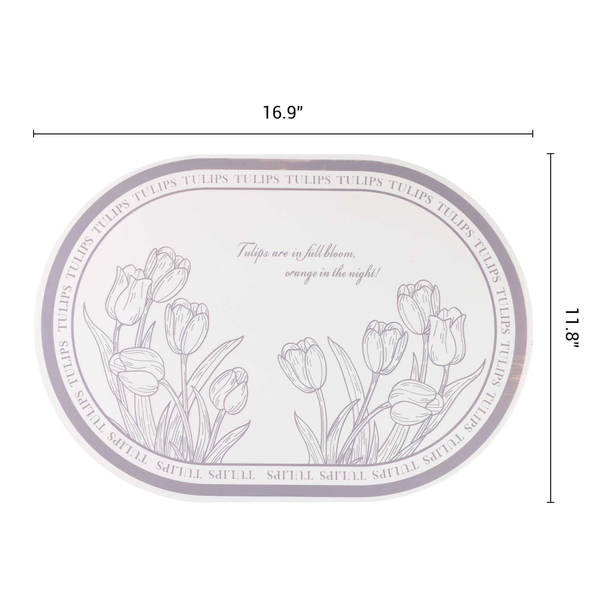 Placemats Set of 6 Leather Placemats for Kitchen Dining Table Decor Wipeable Floral Table Mat Light Gray 16.9*11.8inch