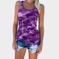 thumbnail image 2 of Veste Sans Manches Camouflage Chemise Col Rond Débardeur Femme Fille Été Veste Ronde Été Haut, Bleu Foncé, S, 2 of 5