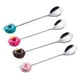 thumbnail image 2 of EeaseMX 4 cucharas de postre de acero inoxidable con forma de donut, para café, té y helado (rosa, marrón, azul y rojo), 2 of 7
