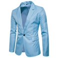 thumbnail image 3 of Gubotare Mens Suit Jacket Regular Fit Lapel Button Slim Fit Stylish Jackets Shirt Party Formal Solid Color Coat (Light blue, XL), 3 of 4