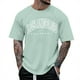thumbnail image 1 of Camiseta de manga corta con estampado de letras y mangas raglán para hombre - Estampado floral de moda, cuello redondo, resistente para uso diario, 1 of 4