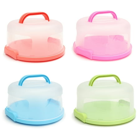 Ceramic Cake Stand With Dome Portable Round Cake Stand with Dome Cake Holder Container Carrier Handle & Clip Lock BPA Free ()