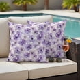 thumbnail image 4 of 2 Pack Outdoor Waterproof Throw Pillow Covers,Spring Watercolor Purple Flower Decorative Square Patio Pillowcases for Chair Couch Sofa 16x16in, 4 of 9