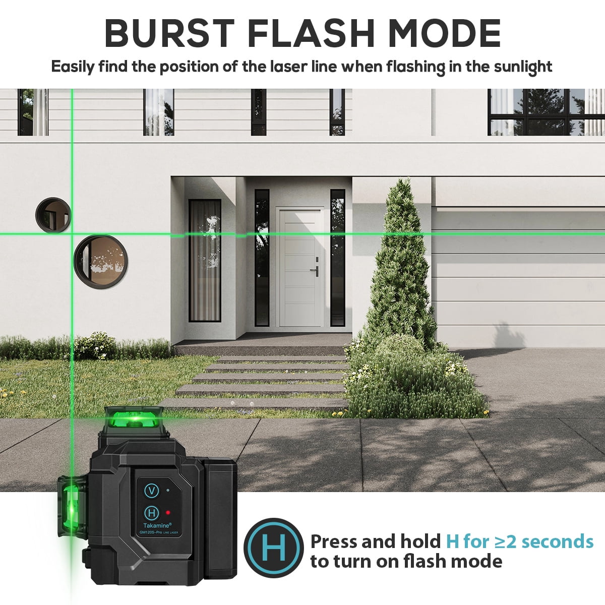 Takamine 12 lines 3D Self-Leveling laser level Pro,3x360 Green Cross Line with Burst flash mode and brightness adjustment, Remote Controller, Magnetic Rotating Stand Included