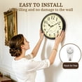 thumbnail image 6 of Geevon 12 IN Retro Wall Clock No Ticking Sound, Wall Clock with Quartz Accents and Vintage Patterns, Frame with Gold Border for Kitchen, Bedroom, Office, Classroom, Living Room Decor (Black) ﻿ ﻿ ﻿ ﻿, 6 of 9
