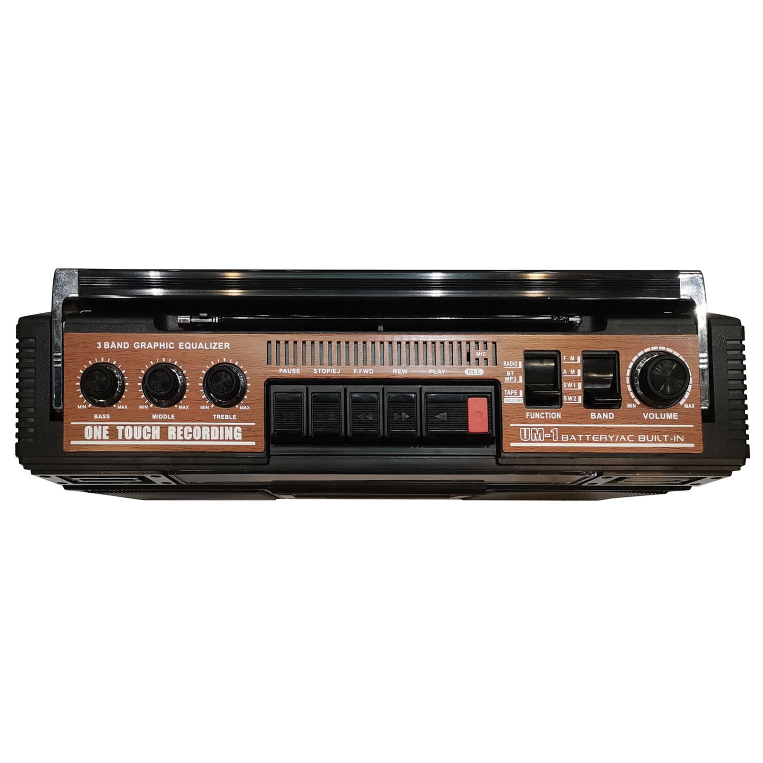 Supersonic Retro Bluetooth Cassette/AM/FM/Shortwave Boom Box, SC-3201BT, Wood