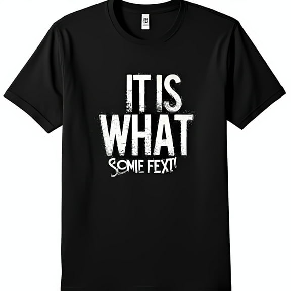 Trendy Black T-Shirt with IT IS WHAT SOME TEXT Graphic Print