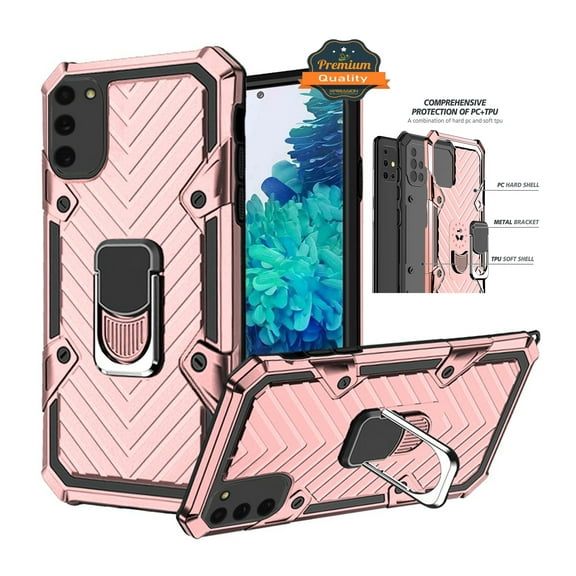 Samsung Galaxy S21 Ultra (6.8") Case with Magnetic Ring Holder Kickstand PC & TPU Hybrid Full-Body Drop Proof Rugged ,Xpm Phone Cover for Galaxy S21 Ultra - Rose Gold