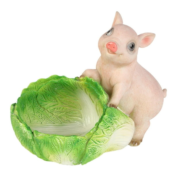 Bonita bandeja organizadora de escritorio con forma de cerdo, con forma de repollo, para decoración del hogar, entrada, llavero para tocador, oficina Blanco