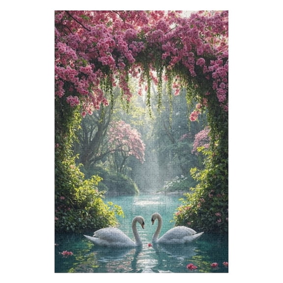 Puzzles for Adults 300 Pieces - Swan Lake Romance Fantasy Landscape Puzzle Challenging Educational Toys Gifts for Home Decor Family Activities
