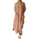 thumbnail image 1 of Vestido midi de lino para mujer - Cuello con solapa, bolsillos - Corte holgado - Informal/Trabajo - Color liso - S-XXXXXL, 1 of 5