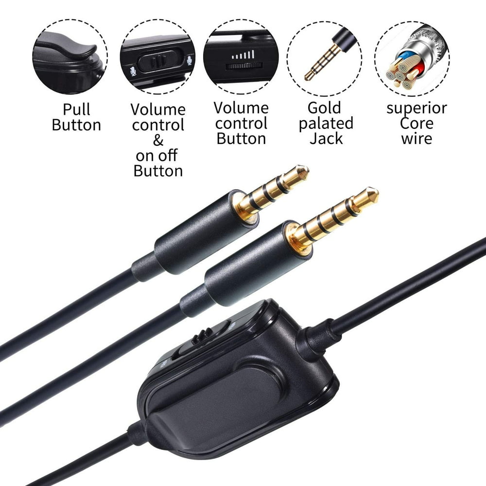 Replacement Cable Inline Mute Volume Control with Microphone for Astro