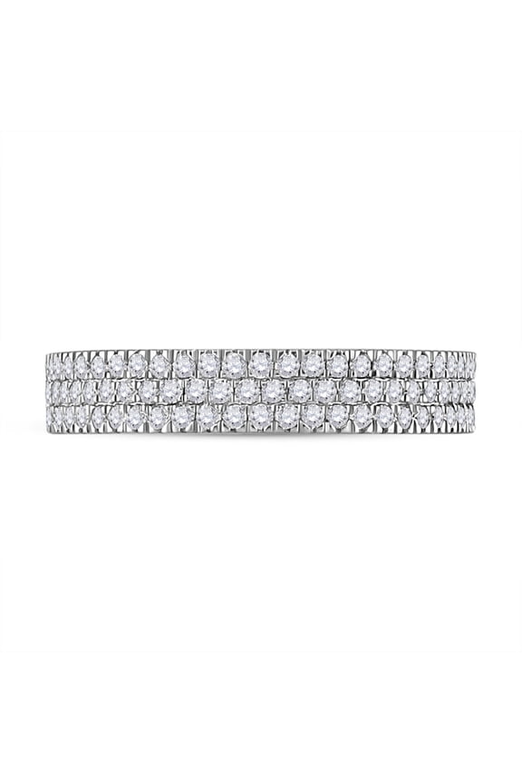10k White Gold Natural Diamond Three Raw Diamond Fashion Ladies Band Ring 1/2 Cttw