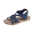 thumbnail image 3 of Norvail Womens Cross Striped Color Block Ethnic Flat Sandals, Wide Foot Sandals for Women Dressy, Oversized Casual Beach Walking Shoes for Summer Vacation, 3 of 6