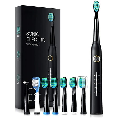 VTIN Electric Toothbrushes for Adults, Rechargeble Power Whitening Sonic Toothbrush with 8 Duponts Brush Heads, 40,000 VPM Motor, , 5 Modes, 4 Hour Charge for 30 Days Use