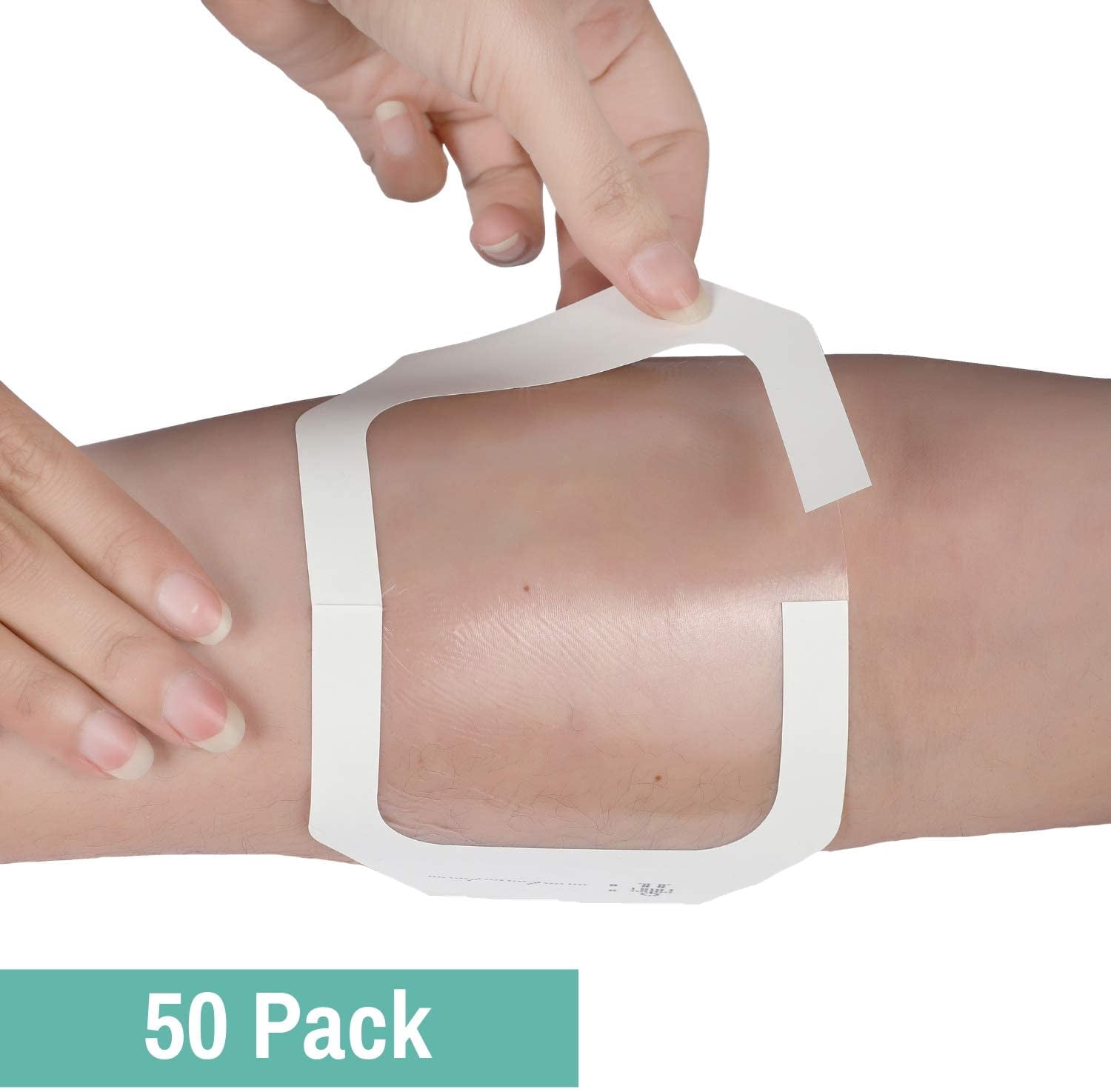 Houseables Transparent Dressing, Adhesive Bandages, Waterproof Wound Seal, 4”x 5”, 50 Pack