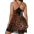thumbnail image 3 of Skksst Plus Size Women Sexy Lingerie Leopard Lace Babydoll Nightgown Nightdress Sleepwear, 3 of 5