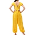 thumbnail image 4 of Alvivi Women Belly Dance Costume Tribal Baggy Arabic Halloween Outfit Belly Dance Set Fancy Dress Yellow XL, 4 of 4