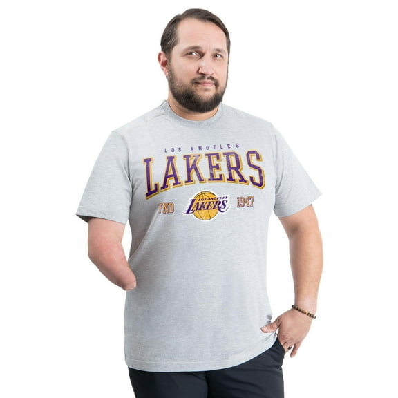 Men's G-III Sports by Carl Banks Gray Los Angeles Lakers Adaptive Classic Team Spirit Short Sleeve T-Shirt