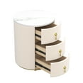 thumbnail image 2 of MODERNLUXE 2 Set Upholstered Nightstand with 3 Drawers, Round Bedside Table with Metal Handles,Marbling Stickers Top End Table for Bedroom,Beige, 2 of 6