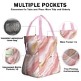 thumbnail image 3 of Pink and Gold Marble Texture Drawstring Lunch Bag Women - Drawstring Lunch Bag Insulated for Work Office - Stain-Resistant Large Lunchbags for Women with Multi-Pockets, 3 of 6