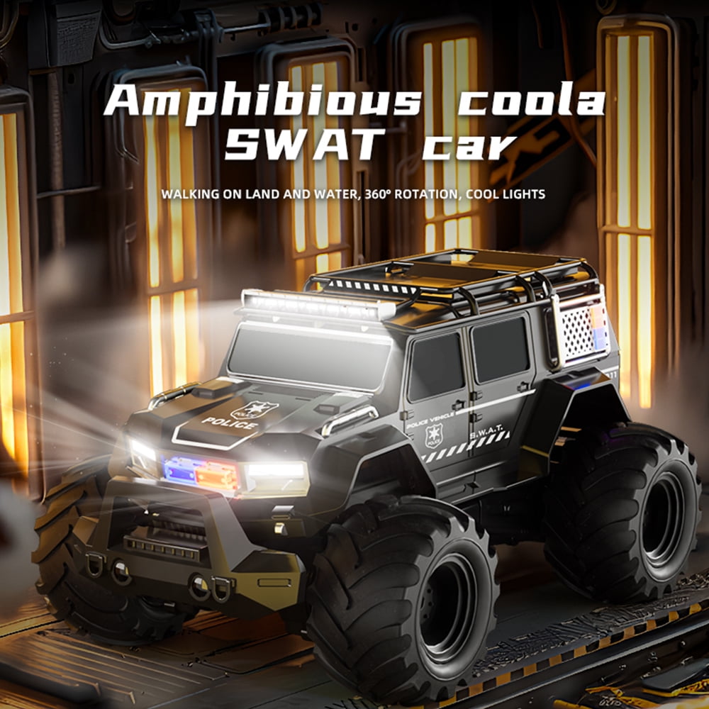 1:14 Waterproof Rc Police Cars Amphipious Remote Control Car SUV Truck Indoor Outdoor Toys with Police-Siren Lights for 8-12 Year Old Kids Boys Girls Gifts Presents