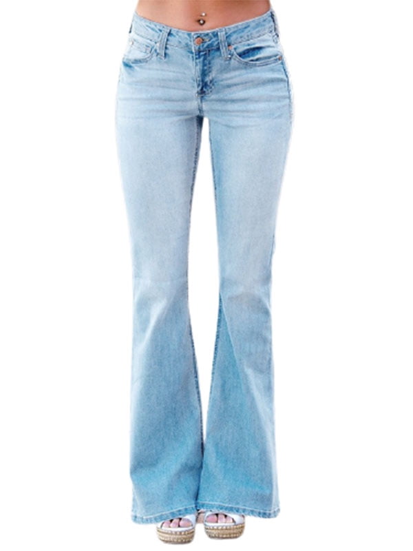 Women Low Waist Slim Wide Leg Flare Denim Pants Skinny Jeans Pantalon en denim  évasé à jambe large et taille basse pour femme | Walmart Canada