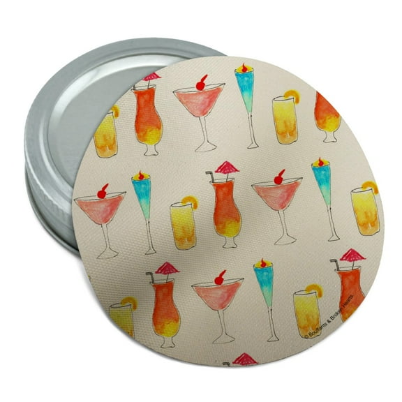 Classy Cocktails Happy Hour Drinks Pattern Round Rubber Non-Slip Jar Gripper Lid Opener