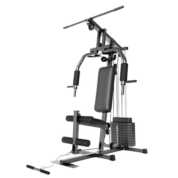 Multi-Function Home Gym System – 100LBS Weight Stack – Multifunctional Strength Training Machine – Chest Press, Lat Pulldown, Leg Extension – Full Body Fitness Equipment for Home or Garage