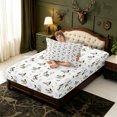 thumbnail image 4 of Manfei Green Billed Waterfowl Print Fitted Sheet Full,Farmhouse Duck Bed Set,3pcs,1 Fitted Sheet and 2 Pillowcases, 4 of 6