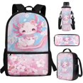 thumbnail image 2 of Yuyamidu Kawaii Axolotl School Backpack Set 4 Pieces with Lunch Bag Pencil Case and Water Bottle Holder for Kids Girls Boys Elementary and Middle School, 2 of 7