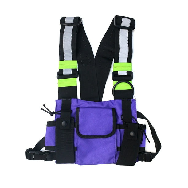 Sywqhk Oxford Vest Chest Bag Hombres Mujeres Reflectante Hip Hop Chaleco Pack (Púrpura) Sywqhk Para estrenar