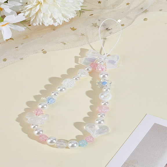 1set 1pc Resin Mobile Straps Bowknot White 210mm