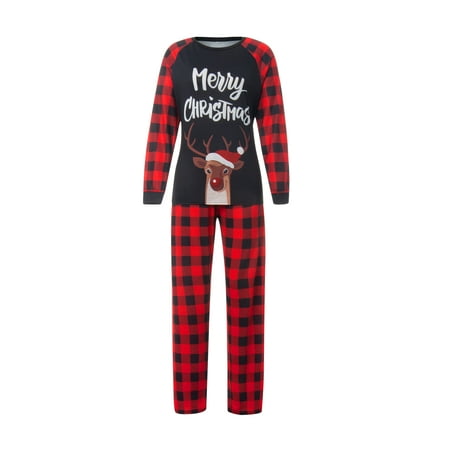 

Luckinbaby Christmas Family Pajamas Set Letter Deer Print Tops+Trousers/Romper