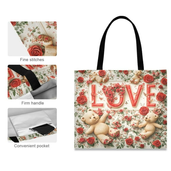 Canvas Tote Bag for Women Girls Design Print Love Trio Tote