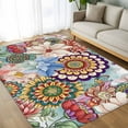 thumbnail image 4 of Boho Floral 5x7 Area Rugs, Spring Vintage Abstract Art Flowers Non-Skid Rubber Backing Large Rectangle Rugs - Living Room Bedroom Home Office, Indoor Floor Mat Carpets Washable Rug, 4 of 9