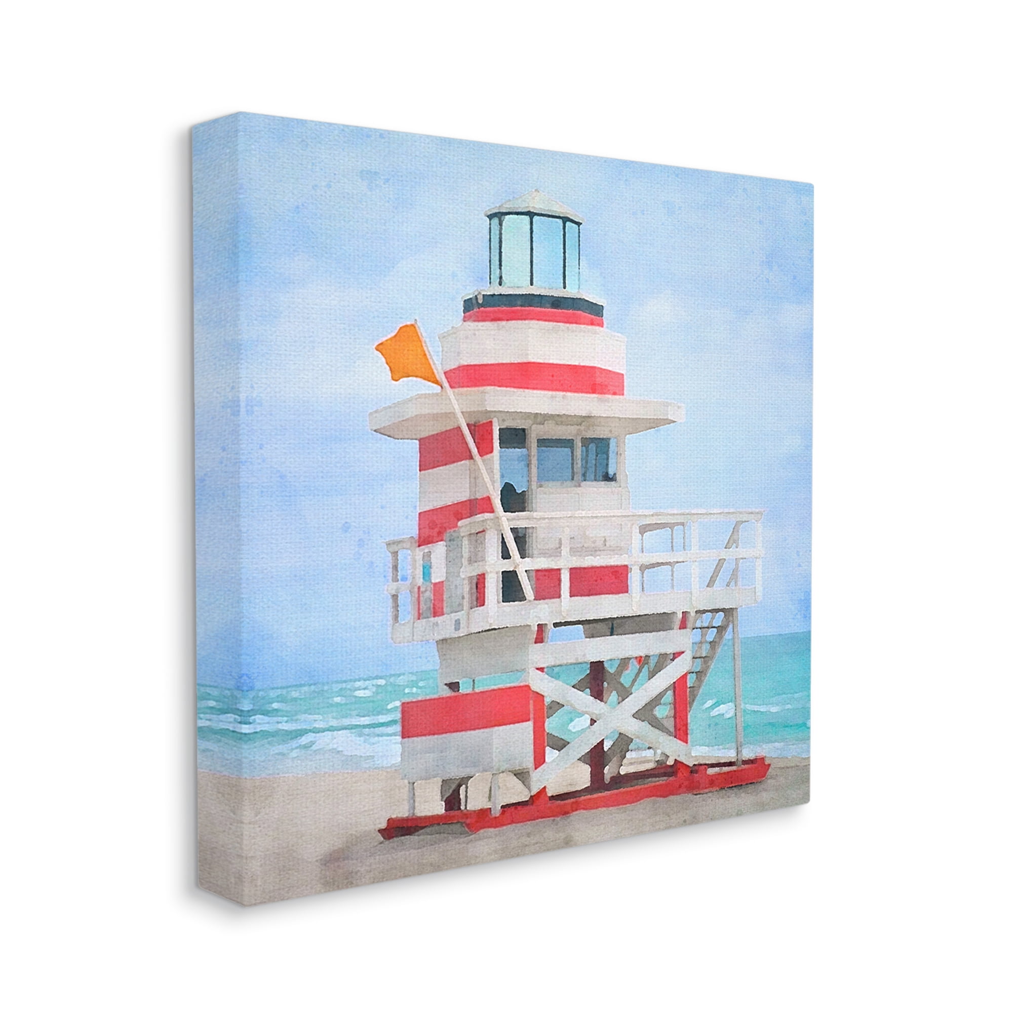 Stupell Industries Summer Shore Hut Nature Painting Gallery Wrapped Canvas Print Wall Art, 24 x 24