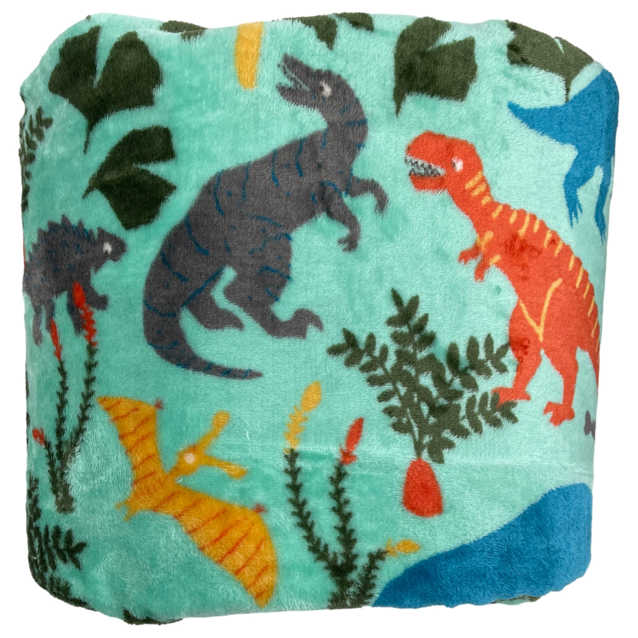 The Big One Oversized Plush Dinosaur Throw Blanket, Soft Green Dinos