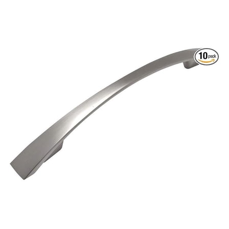 Cabinet Pulls 10 Pack - 5 Inch Arch Handles - Modern Kitchen Cabinet Hardware - 128mm Hole Centers - Brushed Nickel Finish