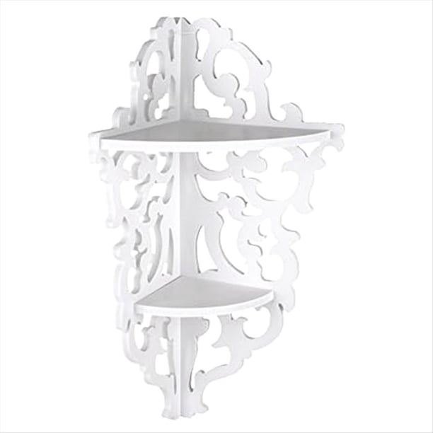 Estante Esquinero de 2 Niveles, Montado en la Pared, Tallado, para el Hogar, BañO, Ducha Esquinera, Estante de Almacenamiento, Estante Esquinero para DecoracióN