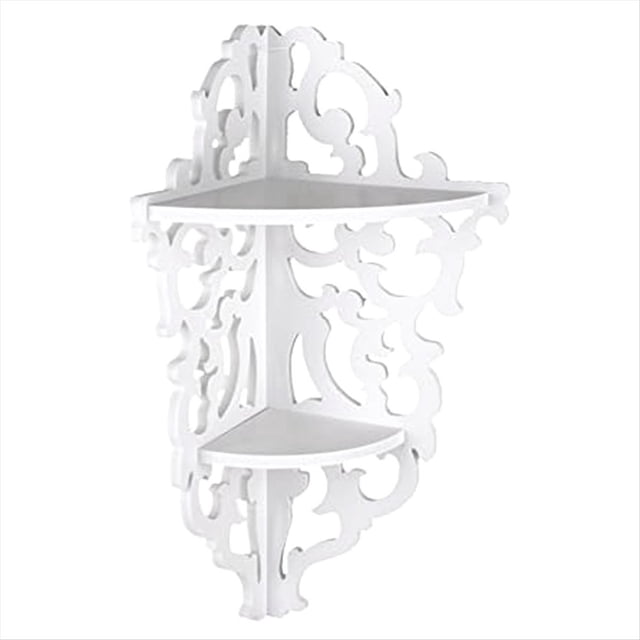 Estante Esquinero de 2 Niveles, Montado en la Pared, Tallado, para el Hogar, BañO, Ducha Esquinera, Estante de Almacenamiento, Estante Esquinero para DecoracióN
