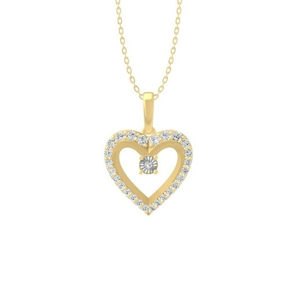 Araiya Fine Jewelry 10K Yellow Gold Lab Grown Diamond Heart Pendant with Silver Yellow Plating Cable Chain Necklace 18" (1/5 cttw, D-F Color, VS Clarity)