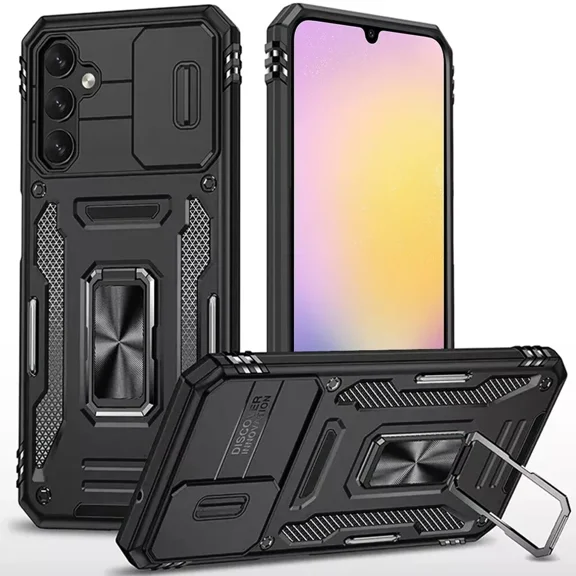 For Samsung Galaxy A15 5G S156V Utter Hybrid Kickstand Cover Cell Phone Case - Black