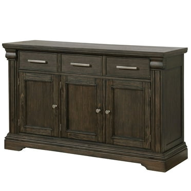 Benjara 60 Inches 3 Drawer Wooden Server with 3 Doors, Brown
