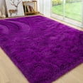 thumbnail image 2 of Homore Cute Fluffy Velvet Carpet Soft Washable Area Rugs for Bedroom/ Living Room Decoration,3'x5',Dark Fuchsia, 2 of 7