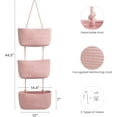 thumbnail image 2 of Over the Door Hanging Basket, 3-Tier Woven Cotton Wall-Mounted Storage Organizer Bag Decorative Hanging Nursery Baskets, Pink, 2 of 18