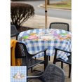 thumbnail image 4 of Outdoor Tablecloth with Umbrella Hole and Zipper, Easter Square Table Cloth 60x60 Inch Waterproof Tablecloth, Spring Watercolor Bunny Eggs Butterflies Blue Plaid Picnic Table Cover for Patio Camping, 4 of 7