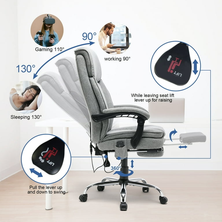 Office Furniture Executive Chair Leather Reclining Office Ergonomic Chair  High Back with Footrest - China Sleeping Chair, Ergonomic Chair