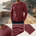 thumbnail image 5 of Men's Crew Neck Long Sleeve T-Shirt, Soft Stretch Casual Pullover Tee, Basic All Season Layering Essential for Fall Winter, Streetwear and Daily Wear Wine M, 5 of 9